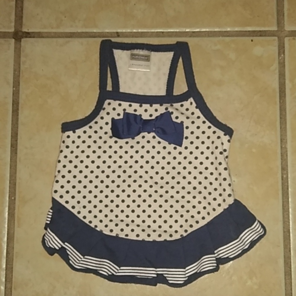Pup Crew Small Dog Tank Top Blue Bow Ruffles